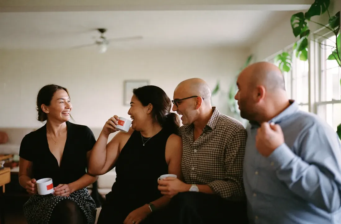 Adults having a relaxed conversation