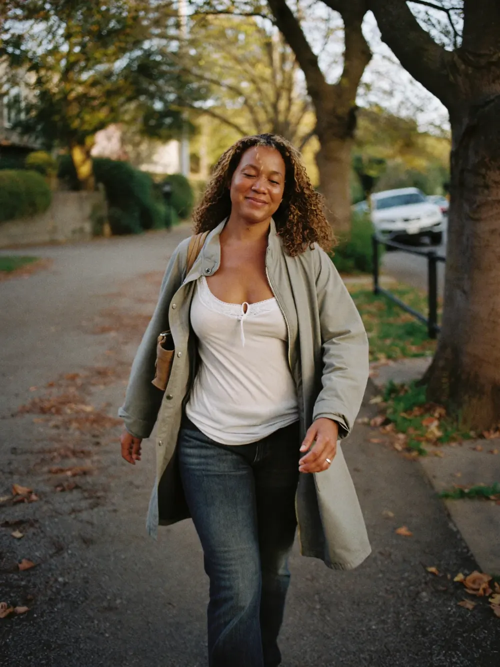 A woman moving through her day with confidence